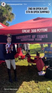 University of Tampa sophomore Peyton Wong placed second in the Open Varsity Under Saddle class.